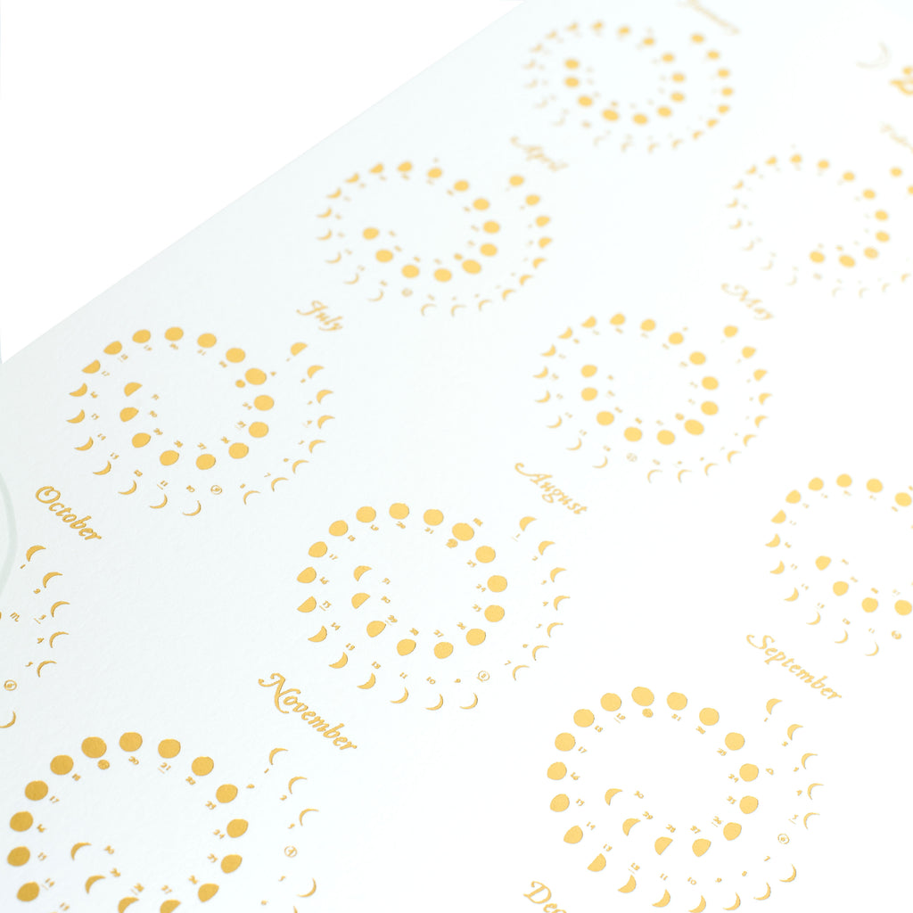 Moon Calendar - Gold Foil on Pearl White